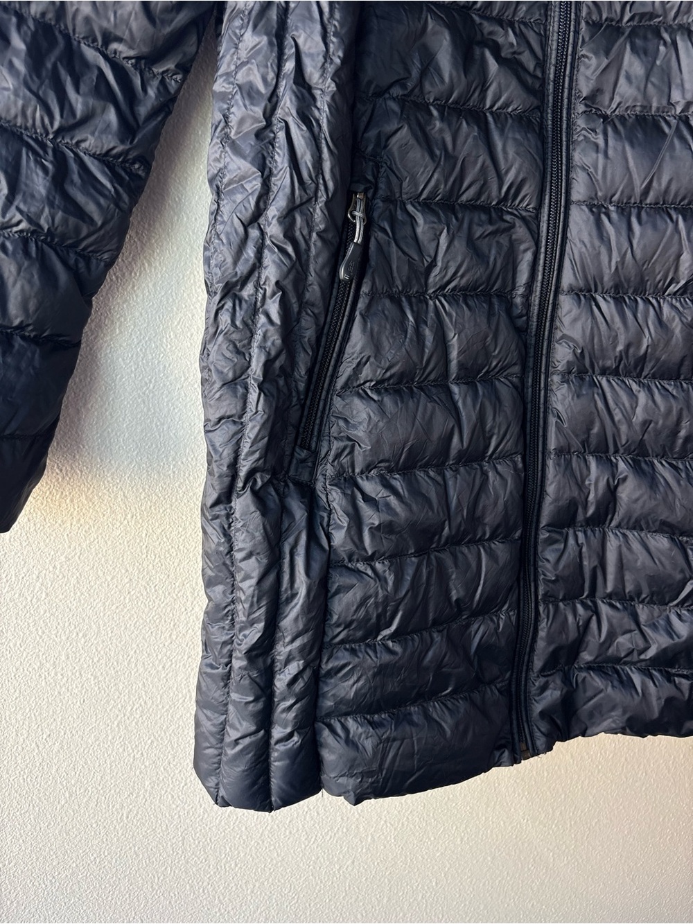 Aventure Long Down Filled Puffer Coat Hooded Black Winter Jacket - Picture 7 of 12